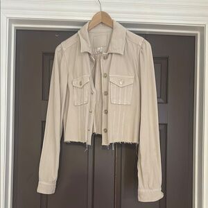 Women's Beige Cropped Jacket